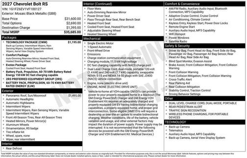 Mosaic Black Metallic 2027 Chevrolet Bolt RS