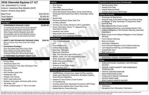 2026 Chevrolet Equinox 1LT