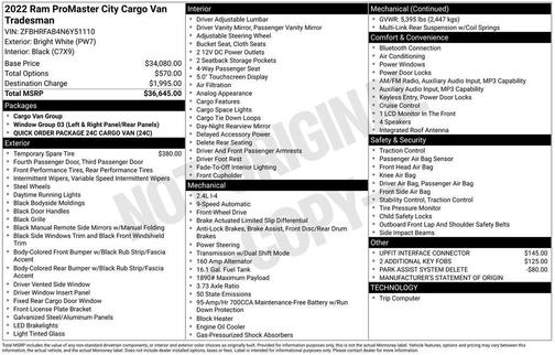 Bright White 2022 RAM ProMaster City Tradesman