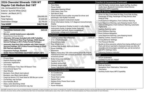 Summit White 2026 Chevrolet Silverado 1500 WT