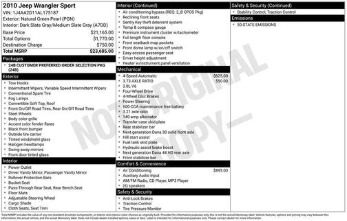 2010 Jeep Wrangler Sport