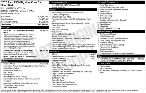 2020 RAM 1500 Big Horn/Lone Star
