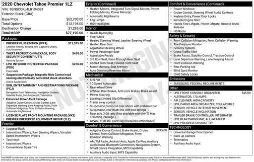 2020 Chevrolet Tahoe Premier