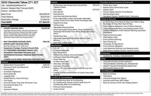 2023 Chevrolet Tahoe 4WD Z71