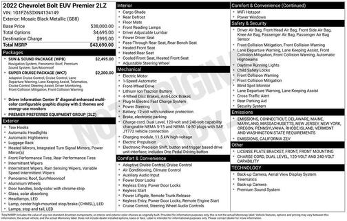 2022 Chevrolet Bolt EUV FWD Premier