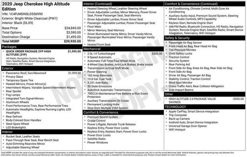 Bright White Clearcoat 2020 Jeep Cherokee Limited