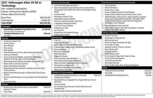 2021 Volkswagen Atlas 3.6L SE w/Technology