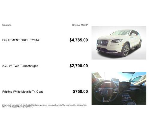 Pristine White Metallic Tri-Coat 2023 Lincoln Nautilus Reserve