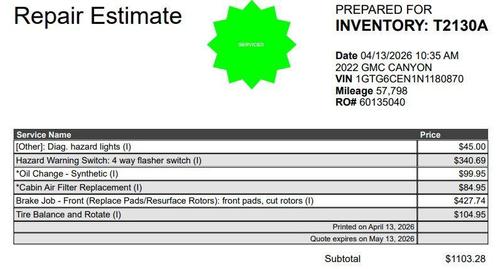Summit White 2022 GMC Canyon Elevation