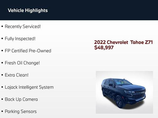 Black 2022 Chevrolet Tahoe 4WD Z71