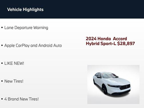 Platinum White Pearl 2024 Honda Accord Hybrid Sport-L