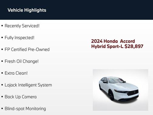 Platinum White Pearl 2024 Honda Accord Hybrid Sport-L