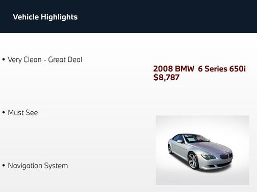 Titanium Silver Metallic 2008 BMW 650 650i