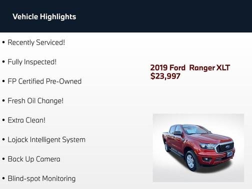 Hot Pepper Red Metallic Tinted Clearcoat 2019 Ford Ranger XLT