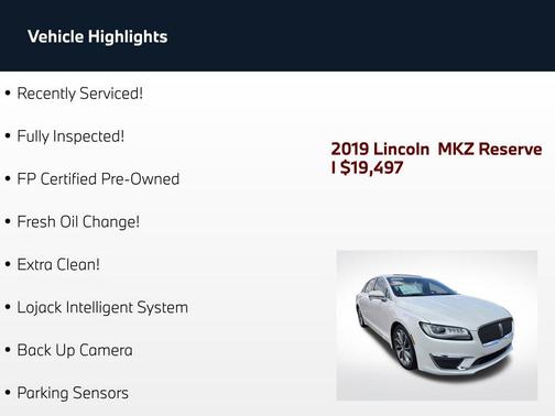 White Platinum Metallic Tri-Coat 2019 Lincoln MKZ Reserve I