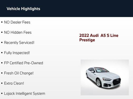Glacier White Metallic 2022 Audi A5 Sportback 45 S Line Prestige