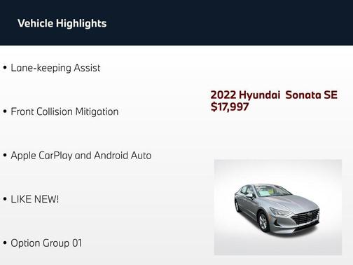 Shimmering Silver Pearl 2022 Hyundai SONATA SE
