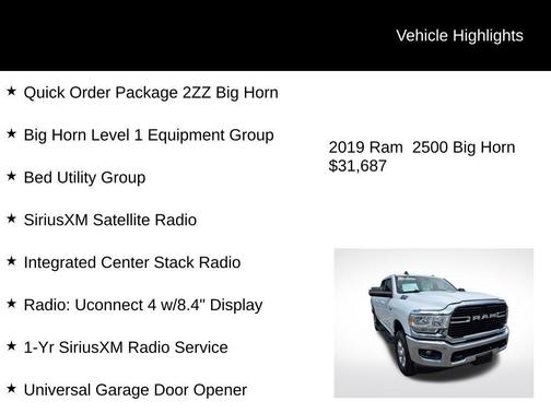 2019 RAM 2500 Big Horn Crew Cab 4x4 6'4' Box