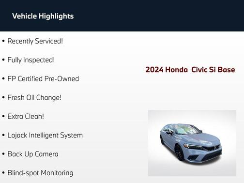 Sonic Gray Pearl 2024 Honda Civic Si Base