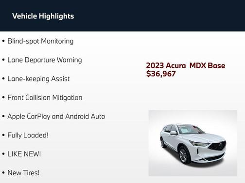 Platinum White Pearl 2023 Acura MDX Standard