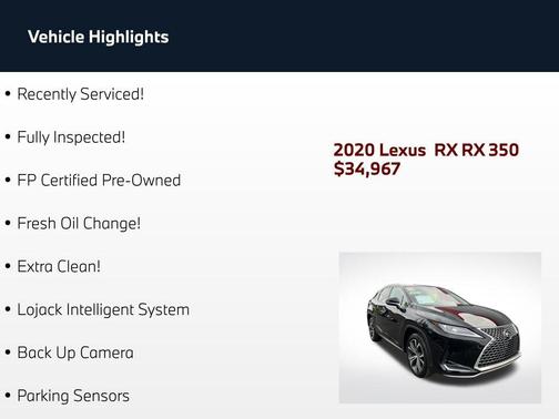Obsidian 2020 Lexus RX 350 Base