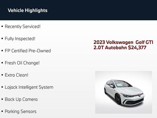 Opal White 2023 Volkswagen Golf GTI 2.0T S DSG