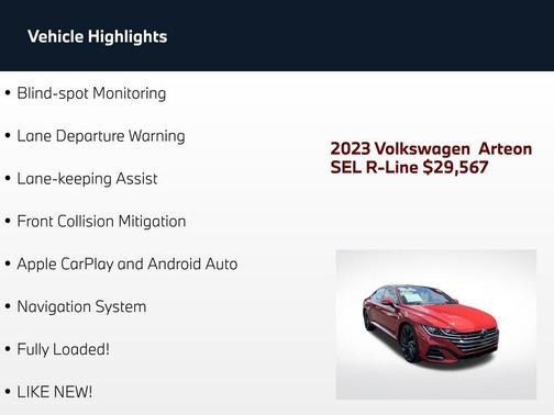 Kings Red Metallic 2023 Volkswagen Arteon 2.0T SEL R-Line 4MOTION