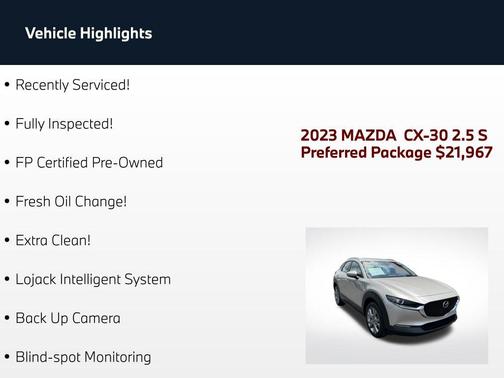 Platinum Quartz Metallic 2023 Mazda CX-30 2.5 S Preferred Package
