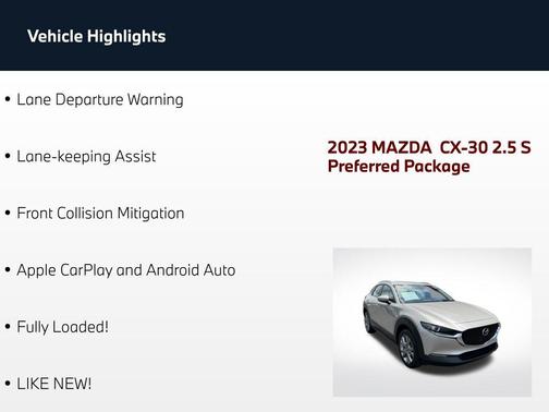 Platinum Quartz Metallic 2023 Mazda CX-30 2.5 S Preferred Package