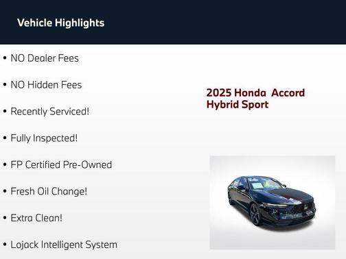 Crystal Black Pearl 2025 Honda Accord Hybrid Sport