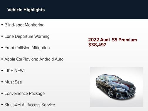 Mythos Black Metallic 2022 Audi S5 3.0T Premium
