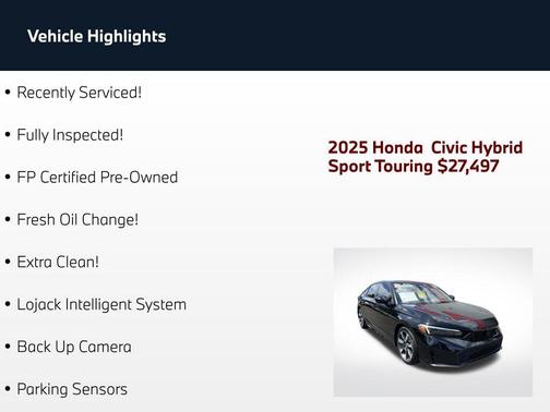 Crystal Black Pearl 2025 Honda Civic Hybrid Sport Touring
