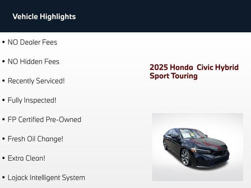 Crystal Black Pearl 2025 Honda Civic Hybrid Sport Touring