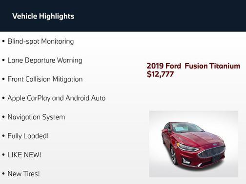 Ruby Red Metallic 2019 Ford Fusion Titanium