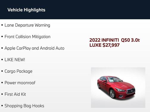 Dynamic Sunstone Red 2022 INFINITI Q50 3.0t LUXE