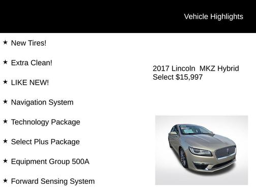 2017 Lincoln MKZ Hybrid Select