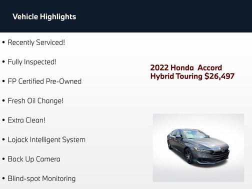 Sonic Gray Pearl 2022 Honda Accord Hybrid Touring