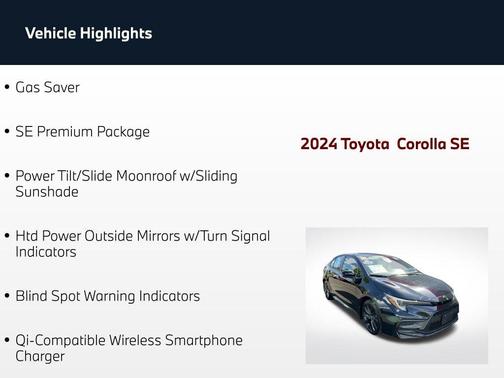 Midnight Black Metallic 2024 Toyota Corolla SE
