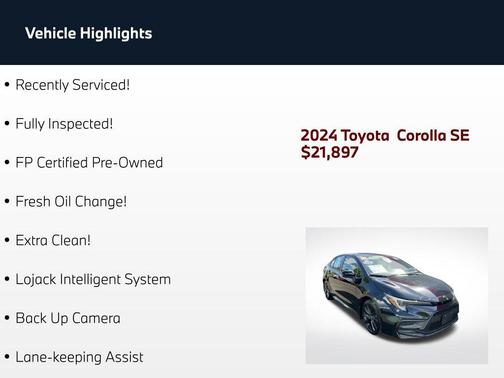 Midnight Black Metallic 2024 Toyota Corolla SE