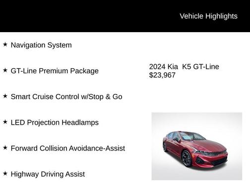 Passion Red 2024 Kia K5 GT-Line