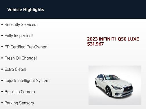 Majestic White 2023 INFINITI Q50 3.0t LUXE