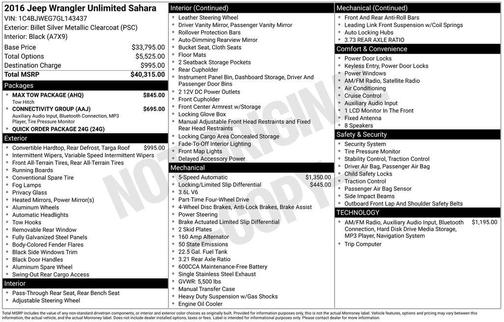 2016 Jeep Wrangler Unlimited Sahara