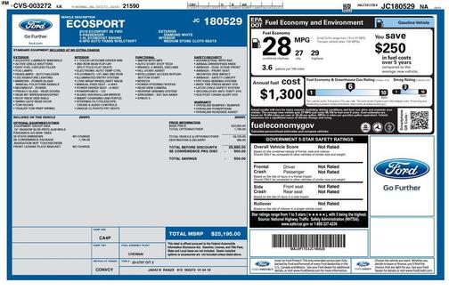 Diamond White 2018 Ford EcoSport SE