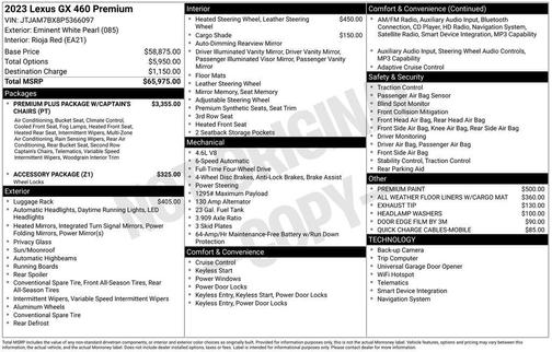 Eminent White Pearl 2023 Lexus GX 460 Base