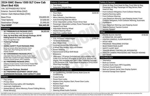Summit White 2024 GMC Sierra 1500 SLT