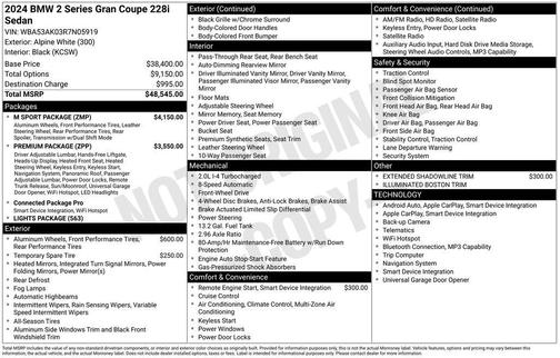 2024 BMW 228 Gran Coupe 228i sDrive Gran Coupe