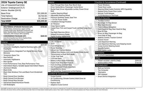 2026 Toyota Camry SE