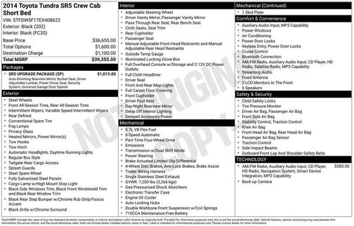 Black 2014 Toyota Tundra SR5