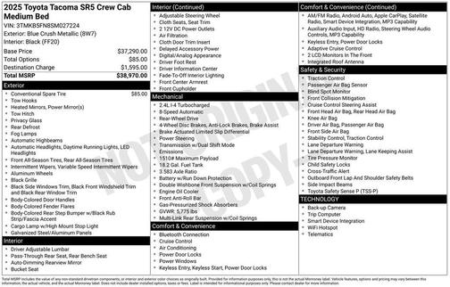 Blue Crush Metallic 2025 Toyota Tacoma SR5