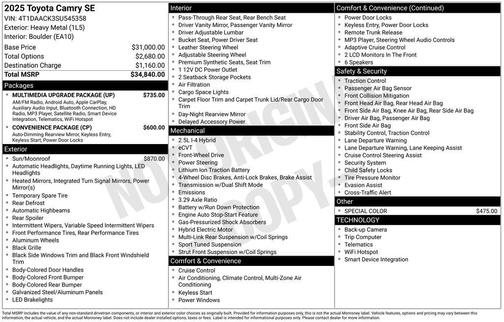 2025 Toyota Camry SE
